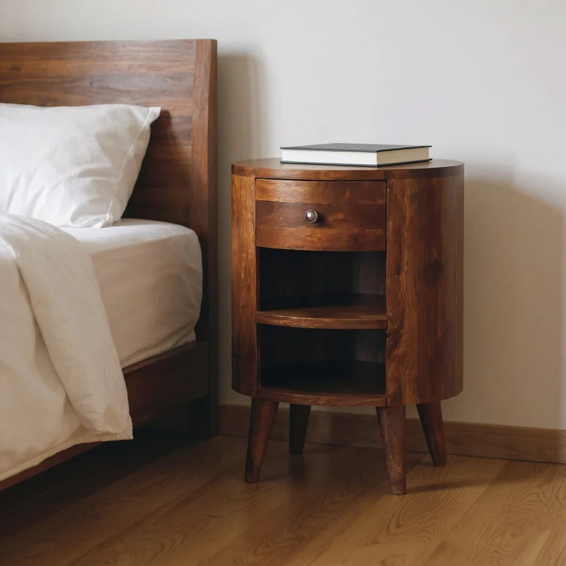 22 Chestnut Solid Wood Oval One Drawer Nightstand