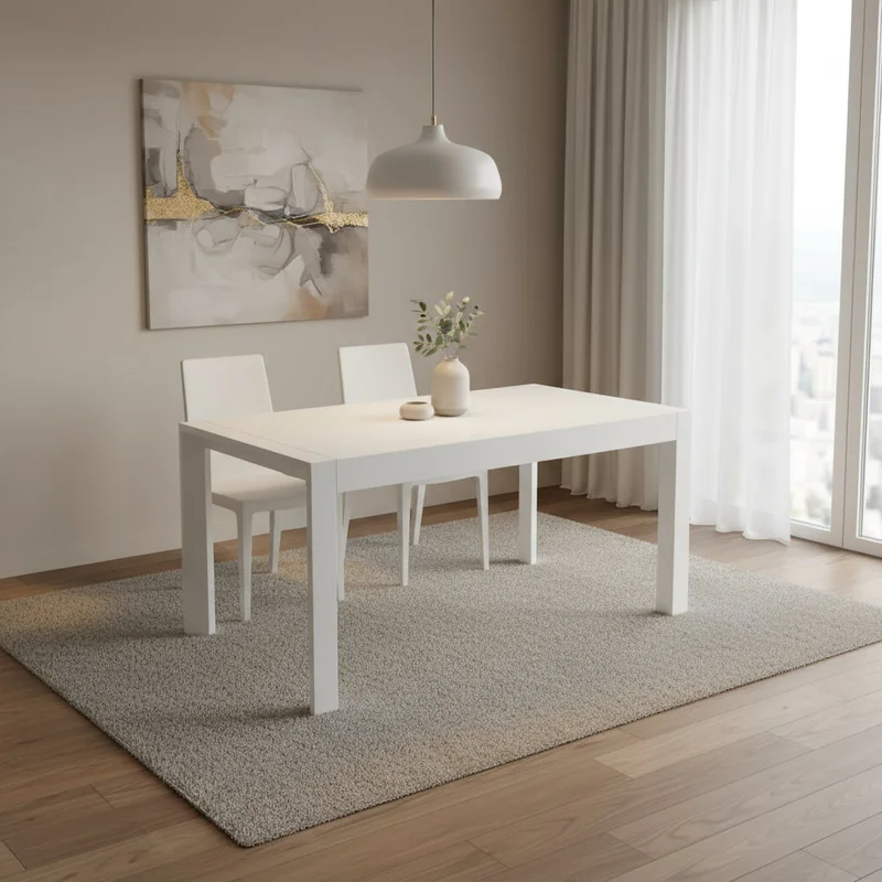 63 White Wood Dining Table