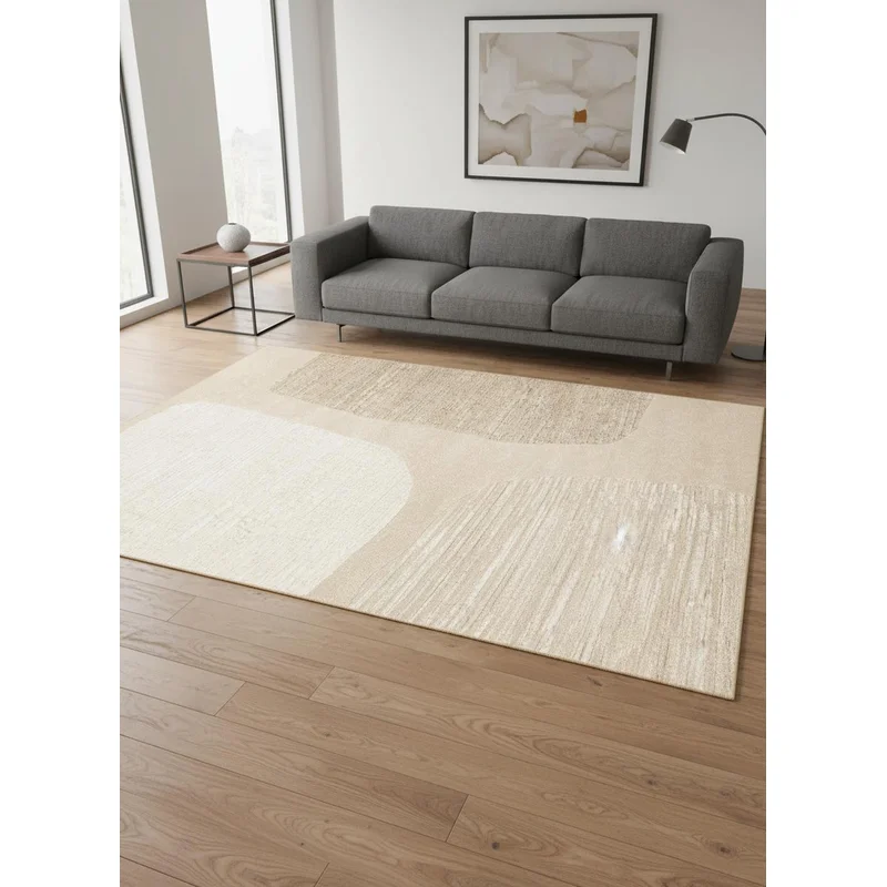 5 X 8 Beige And Cream Abstract Area Rug