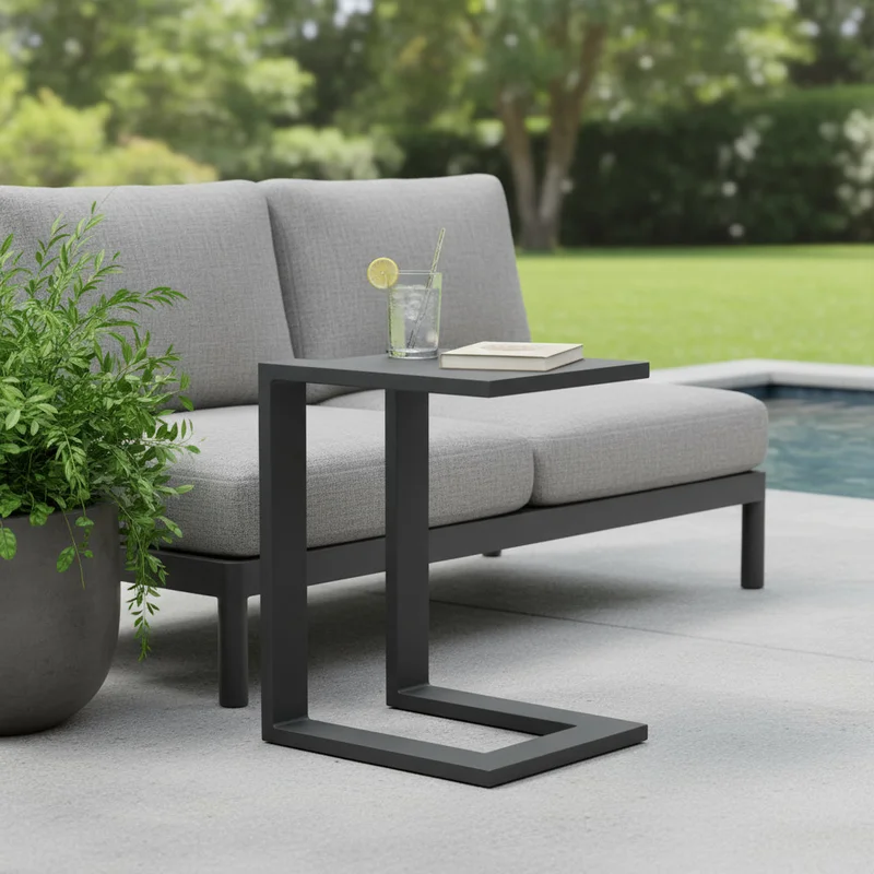 18 Black Aluminum Outdoor Side Table