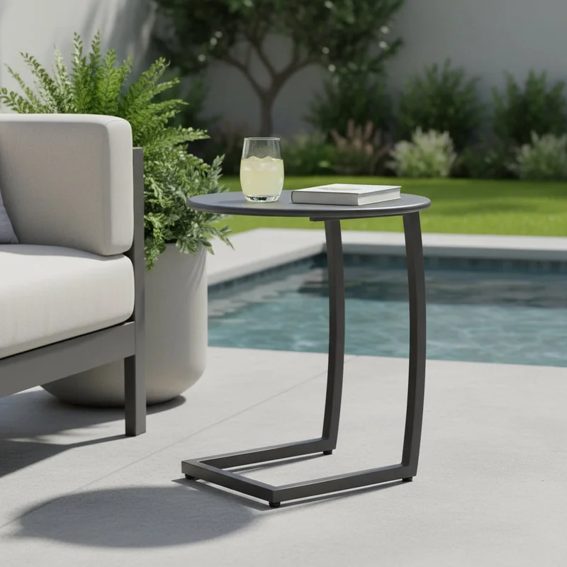 20 Black Aluminum Round Outdoor Side Table