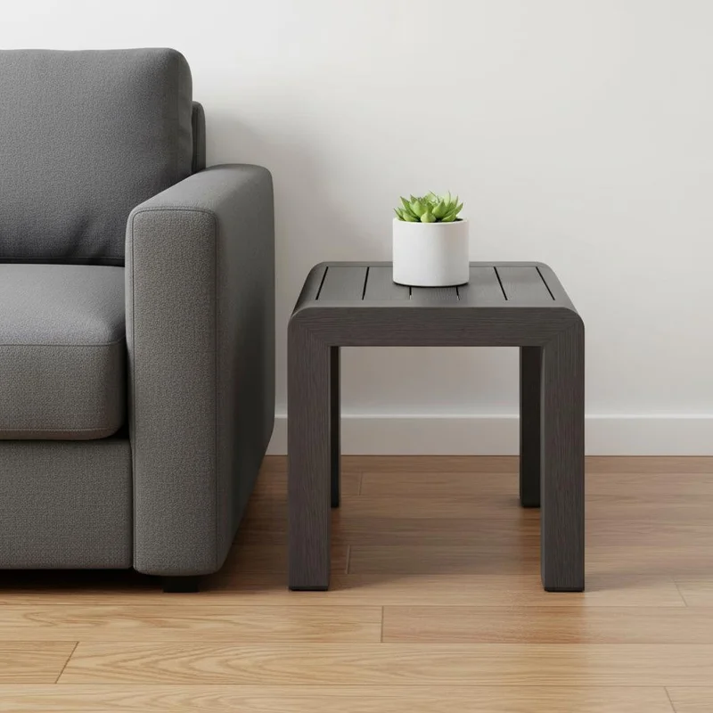 23 Black Aluminum Square Outdoor Side Table