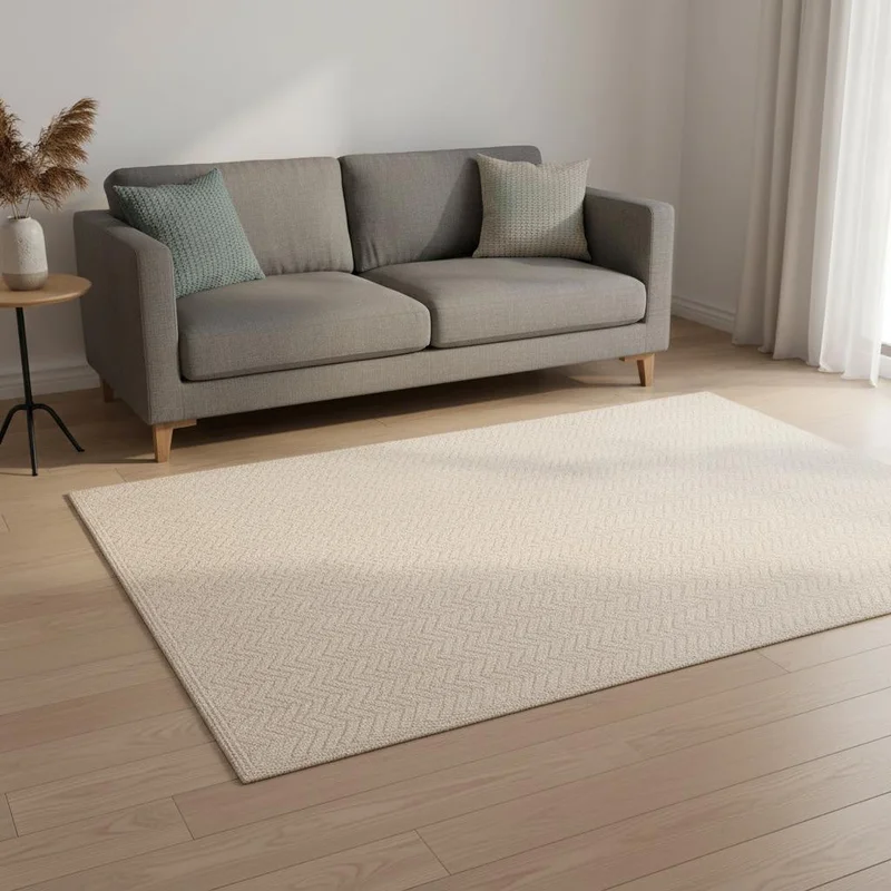 5 X 8 Beige And Cream Chevron Area Rug