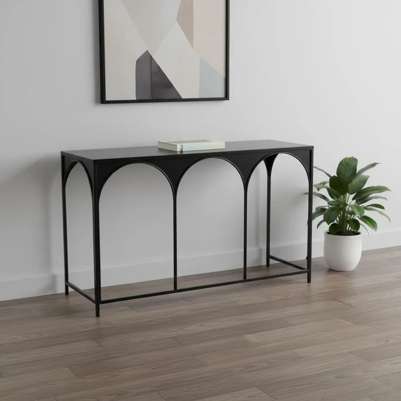 50 Black Steel Frame Console Table