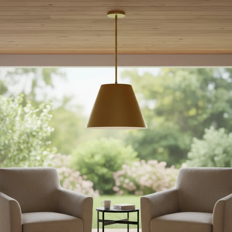 16 Antique Gold Aluminum Cone LED Dimmable Outdoor Pendent Hanging Light