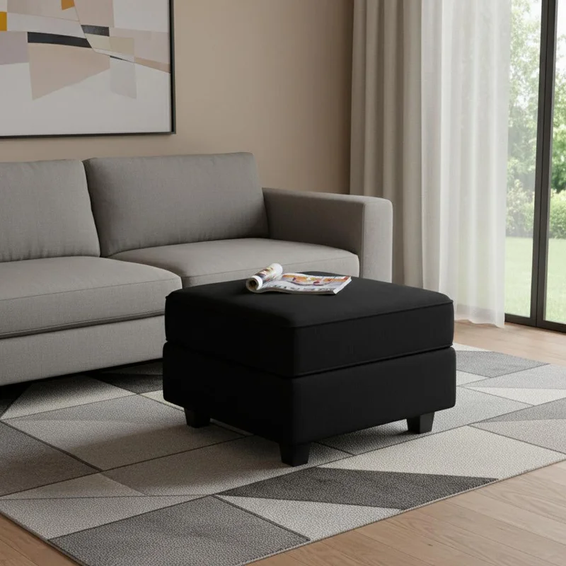 26 Black Microsuede Storage Ottoman