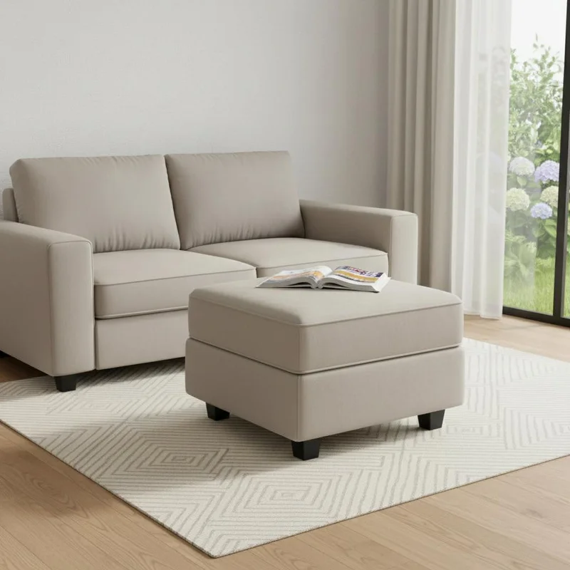 26 Gray and Black Microfiber Storage Ottoman