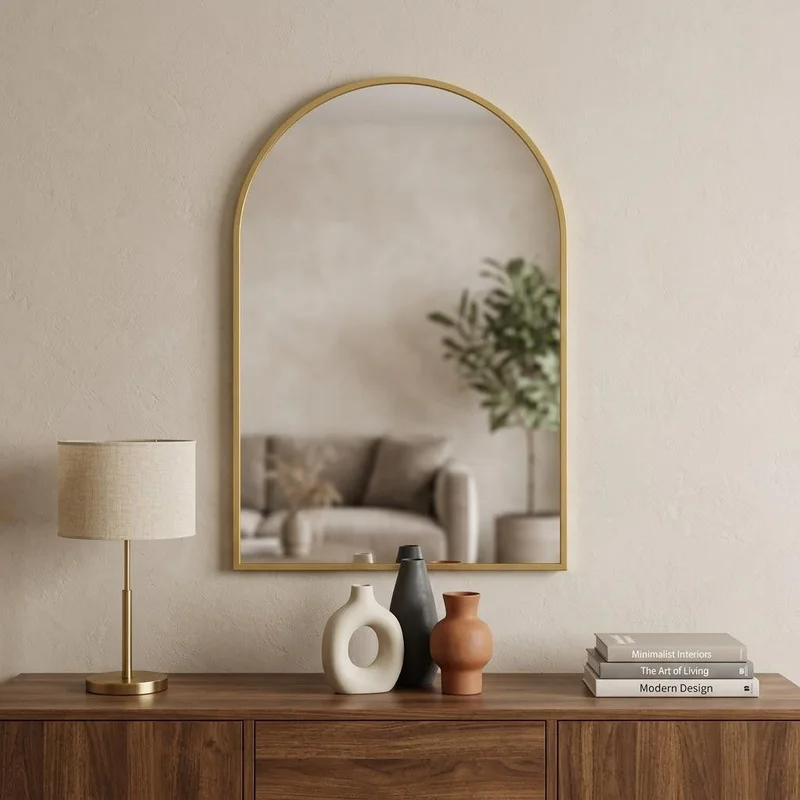 30 Gold Metal Arch Framed Accent Mirror
