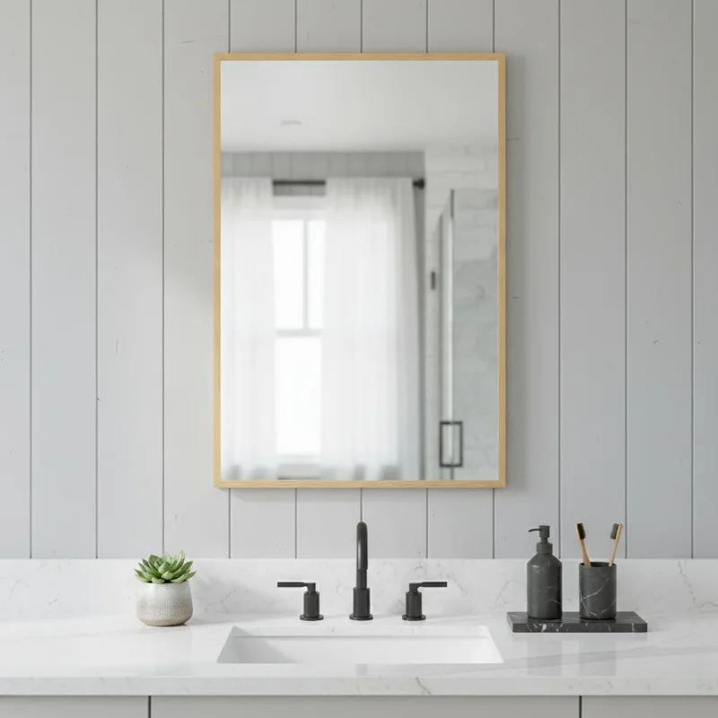 36 Gold Metal Framed Bathroom Vanity Mirror