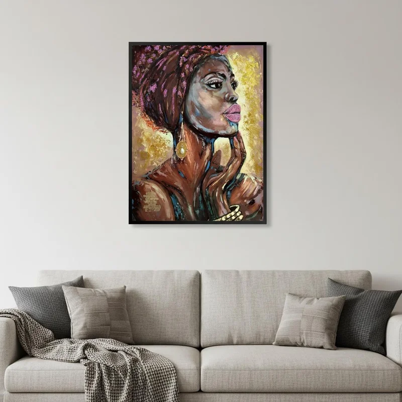 39 x 30 African Profile Floater Frame Canvas Wall Art