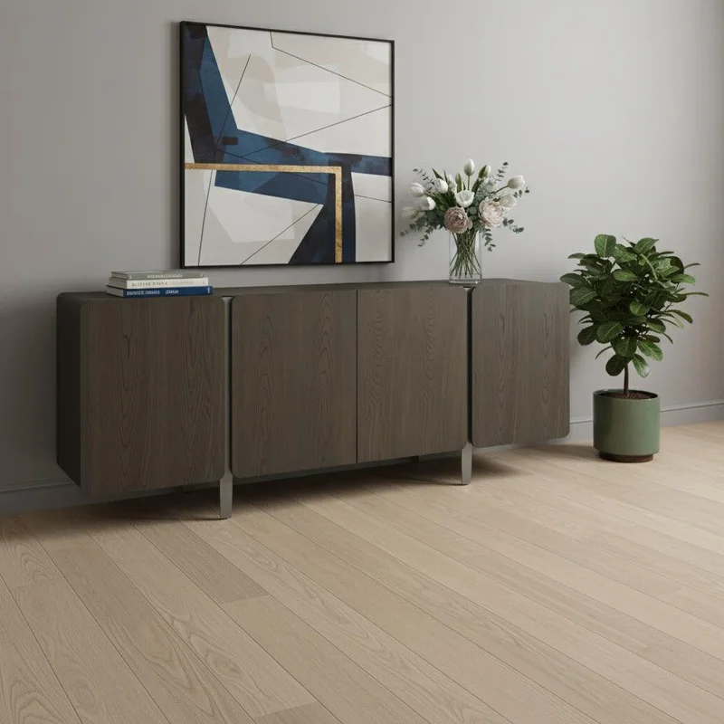 79 Light Gray Wood Sideboard With Four Doors