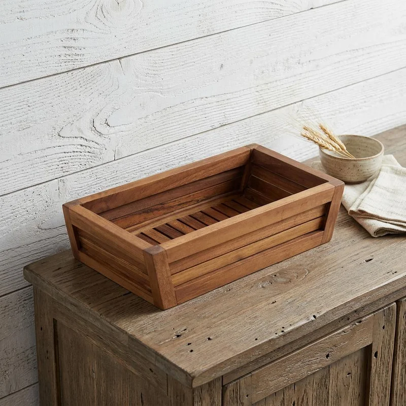 12 Brown Solid Wood Organizing Box