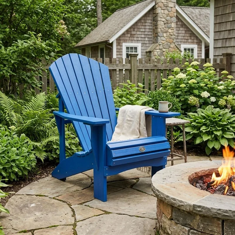 24 Blue Heavy Duty Plastic Outdoor Adirondack Chair