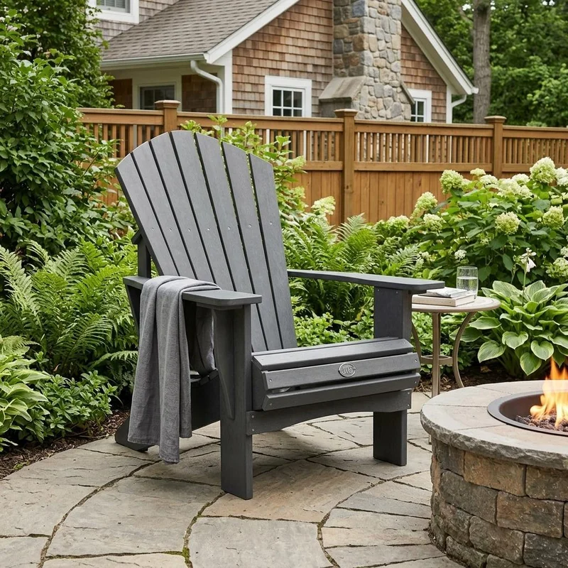 24 Gray Heavy Duty Plastic Outdoor Adirondack Chair