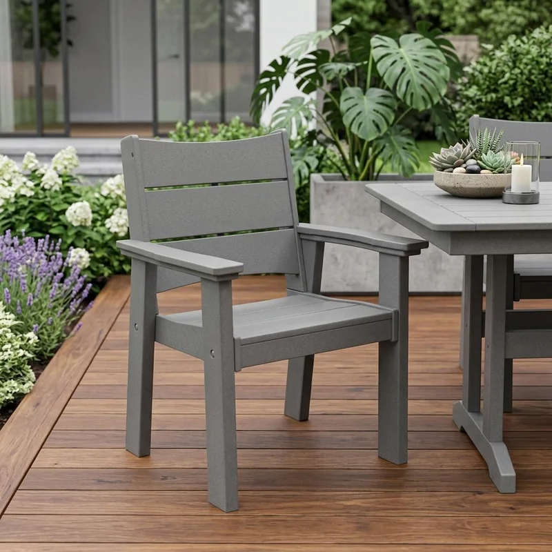 26 Gray Heavy Duty Plastic Outdoor Dining Chair