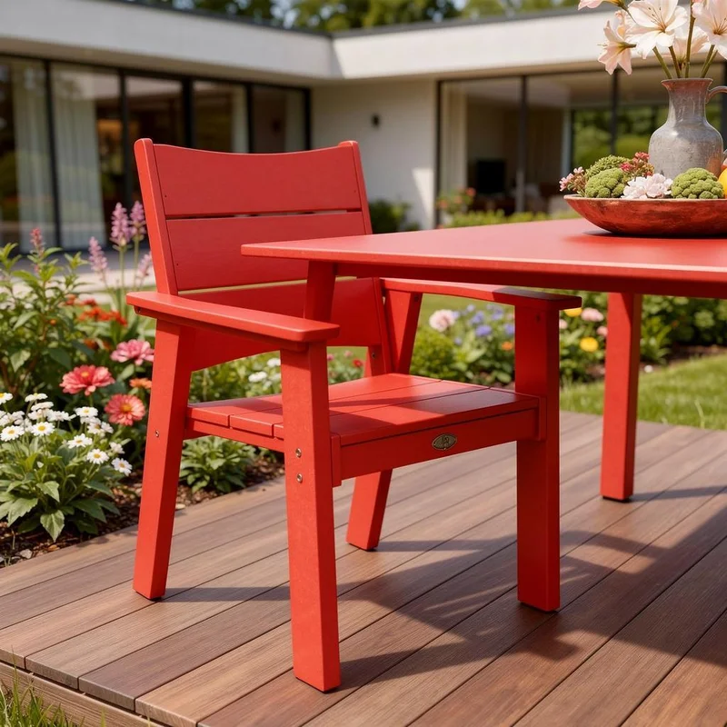 26 Red Heavy Duty Plastic Outdoor Dining Chair