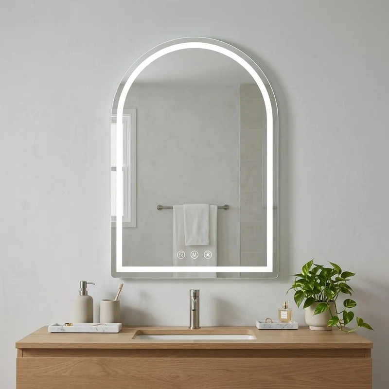 28 Arch Lighted Frameless Bathroom Vanity Mirror