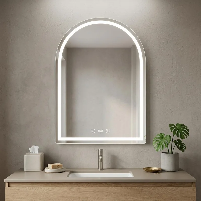 35 Arch Lighted Frameless Bathroom Vanity Mirror