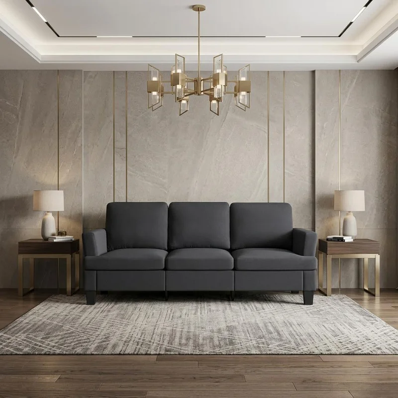 84 Dark Gray Linen Sofa