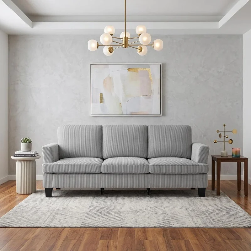 84 Gray Corduroy Sofa