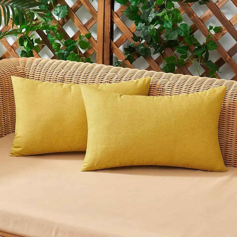 Woaboy Set of 2 Outdoor Waterproof Throw Pillow Covers Decorative Farmhouse Fall Solid Cushion Cases for Patio Tent Balcony Couc
