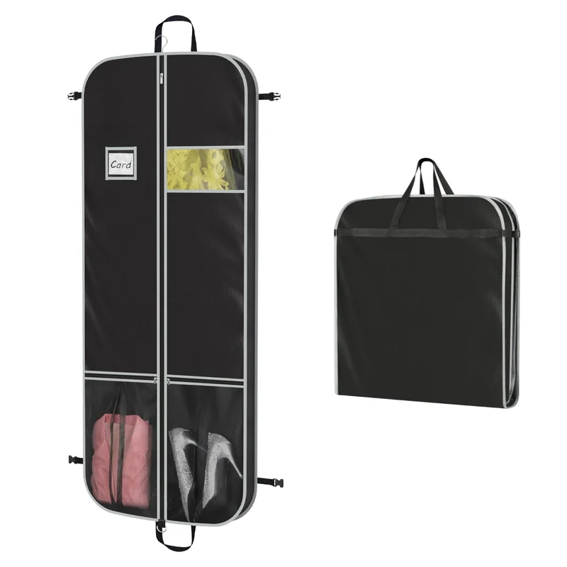 Zilink Upgrade 60 Garment Bag for Long Coat LeatherFur Mink Gown and Choir Robe with 3.9 Gusset and Stable Buckles Heavy Dut