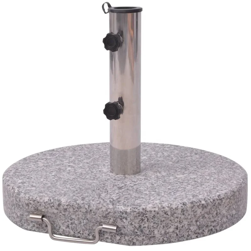 vidaXL Adjustable Parasol Stand with Granite Base and Stainless-Steel Handle - 17.7 Diameter - Fits Parasols Up to 118 - Portabl
