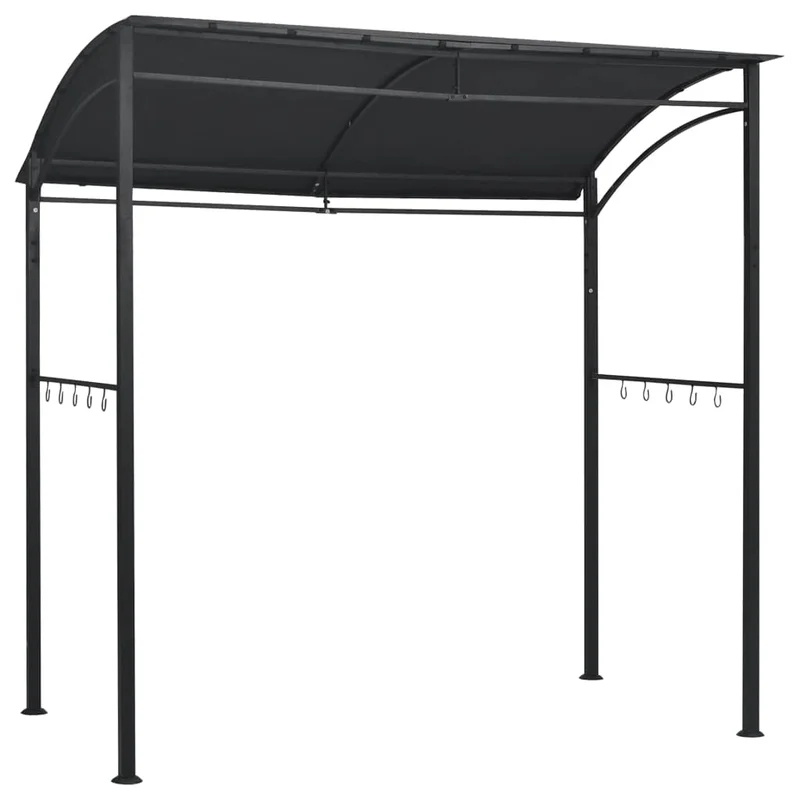 vidaXL Anthracite BBQ Gazebo 84.6X59.1X86.6 in Steel with Hooks Weather Resistant Outdoor Canopy for Garden Patio Dining and Bar