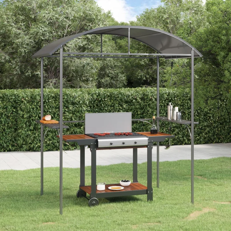 vidaXL BBQ Gazebo with Side Shelves Anthracite 86.6x45.3x90.6 Steel