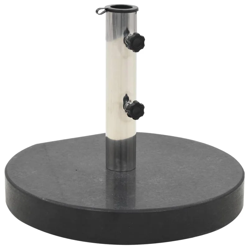 vidaXL Parasol Base - Durable Granite Parasol Stand with Weight Plate Stainless Steel Tube Holder Round Black Color Adjustabl