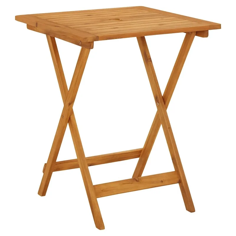 vidaXL Rustic Designed Foldable Patio Table in Solid Acacia Wood Weather-Resistant Square Farmhouse Style Outdoor Furniture -