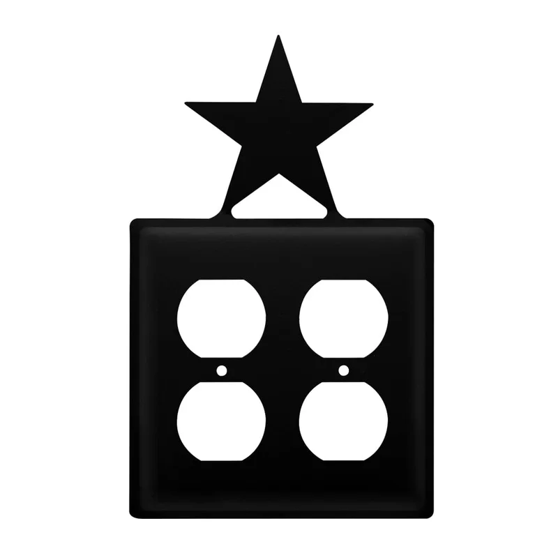 Village Wrought Iron Star Double Outlet Cover