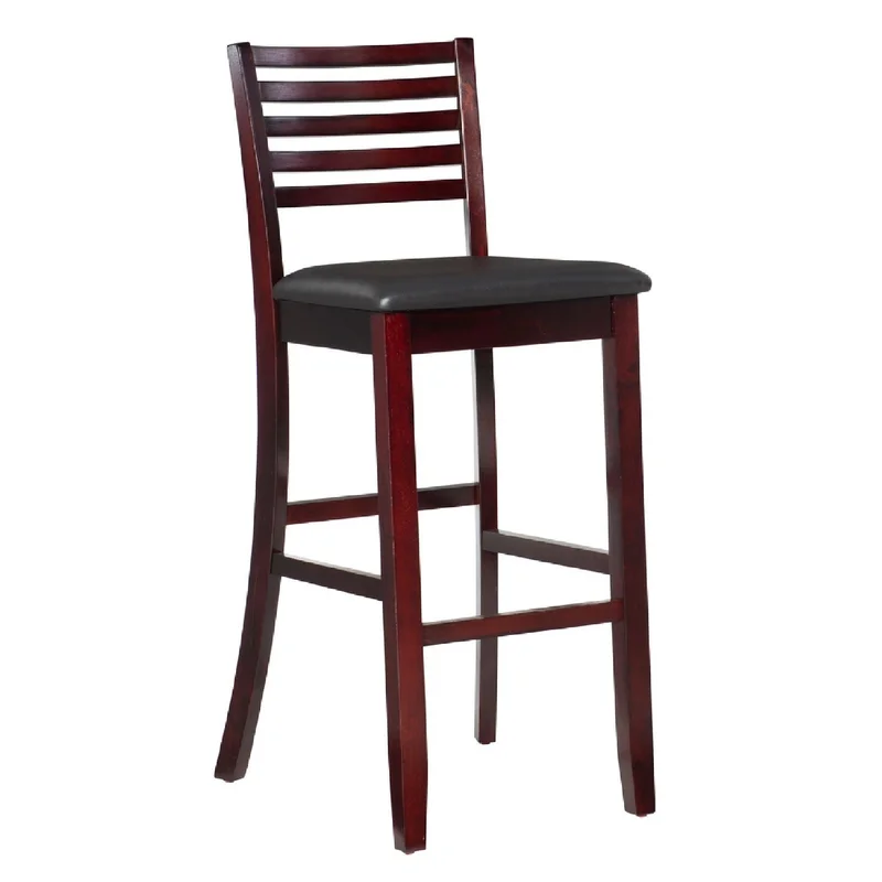 Barstool with Leatherette Seat and Ladder Back Espresso Brown
