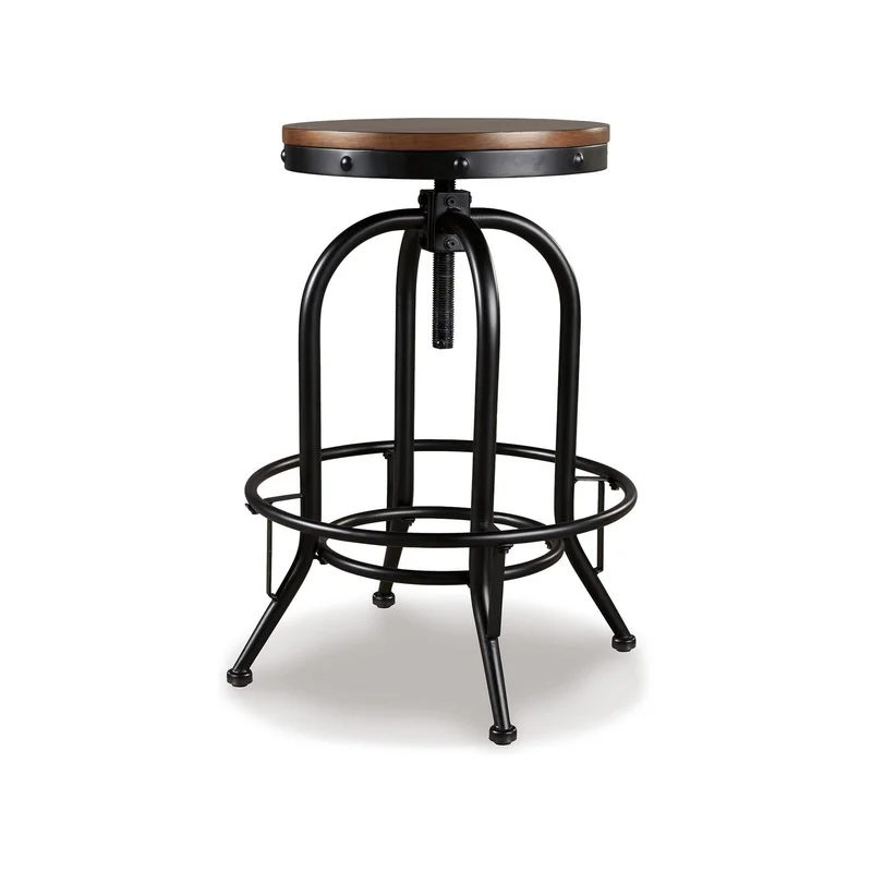 Zane 30 Inch Adjustable Swivel Barstool Set of 2 Matte Black Metal Base