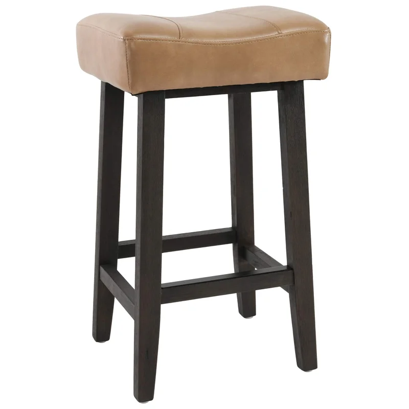 Benjara BM230735 26 in. Wooden Frame Leatherette Backless Counterstool Beige