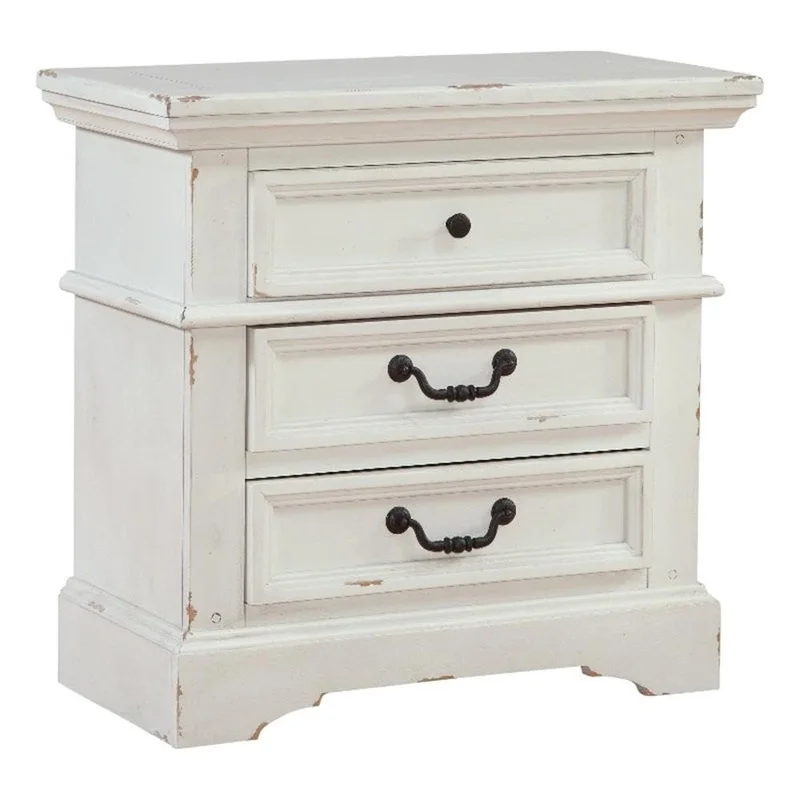 American Woodcrafters Stonebrook 3-Drawer Antique White Wood Nightstand