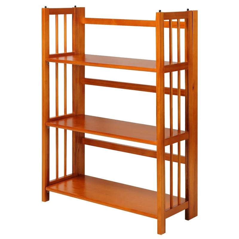 Casual Home 3-Shelf Folding Stackable Bookcase (27.5 Wide)-Honey Oak