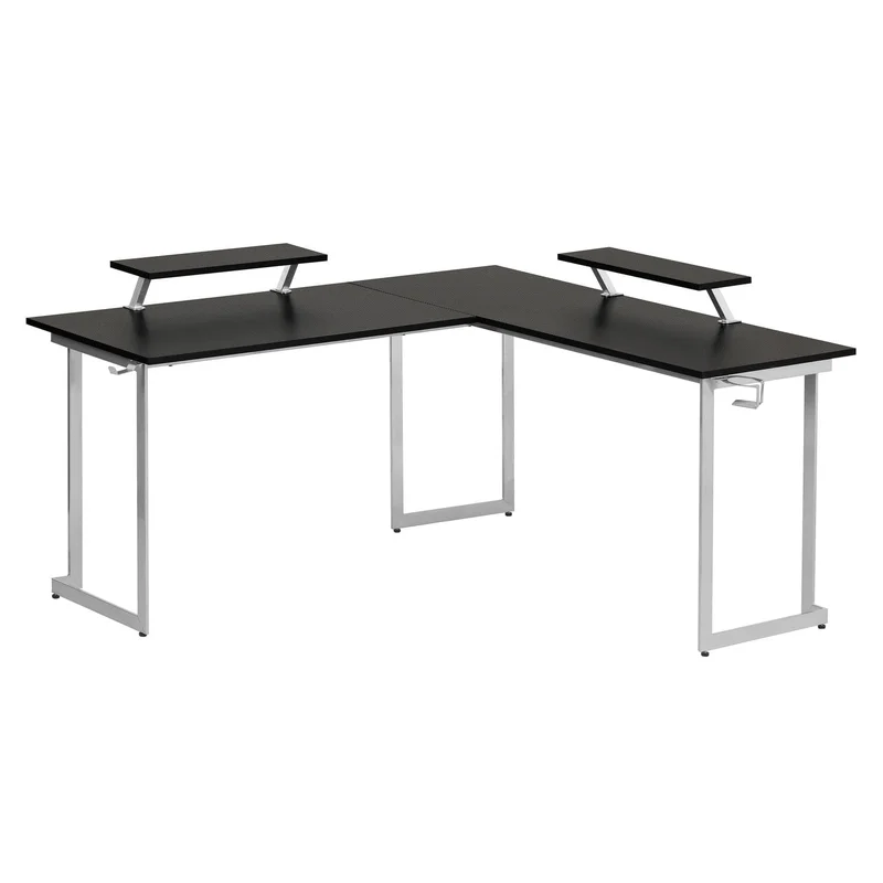 Techni Sport Warrior L-Shaped Gaming Desk with MDF Panel Computer Desk with Scratch Rust Resistance Steel Frame White