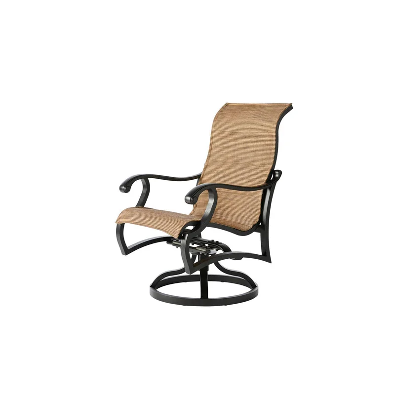 Volare Padded Sling Swivel Rocking Dining Arm Chair