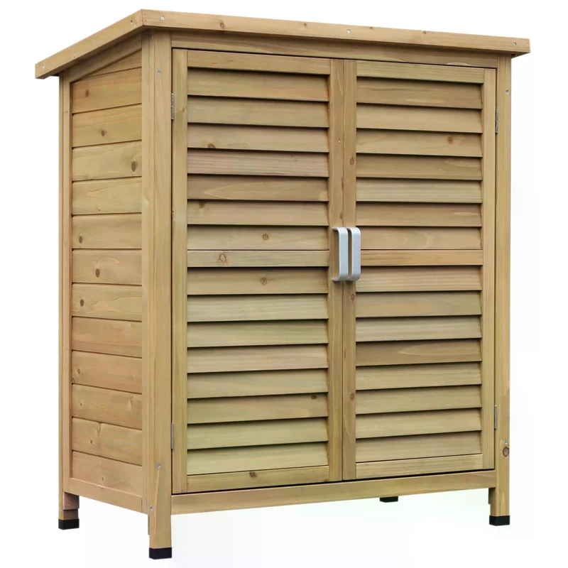 1 Piece Solid Fir Wood Garden Storage Cabinet with Shelves - Brown