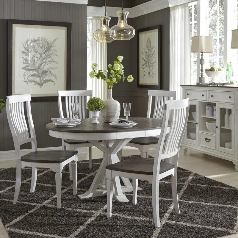 Allyson Park Pedestal Table & Four Slat Back Chairs