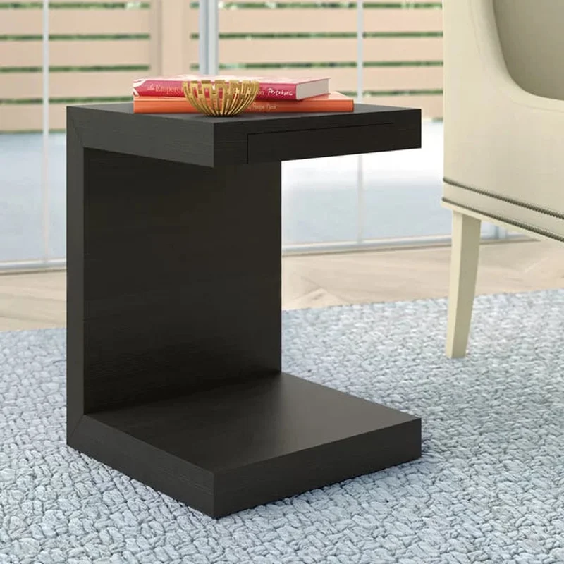 Black Saltash 21'' Tall C Table End Table with Storage