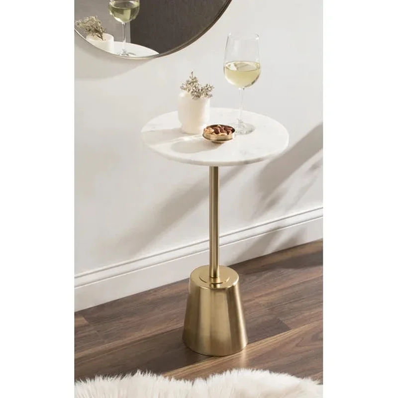 Cemil 23.25'' Tall Genuine Marble Pedestal End Table