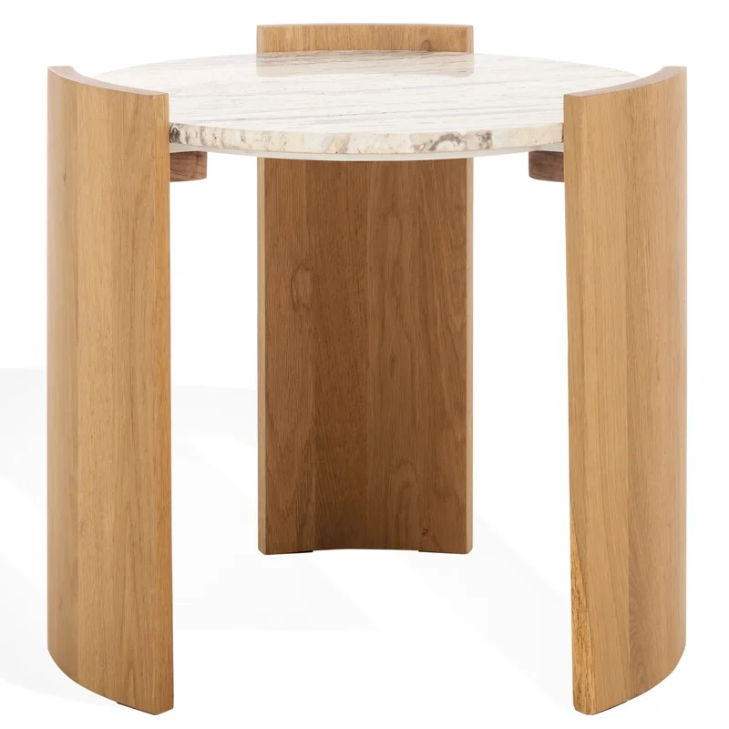 Damarcus Travertine Top Accent Table