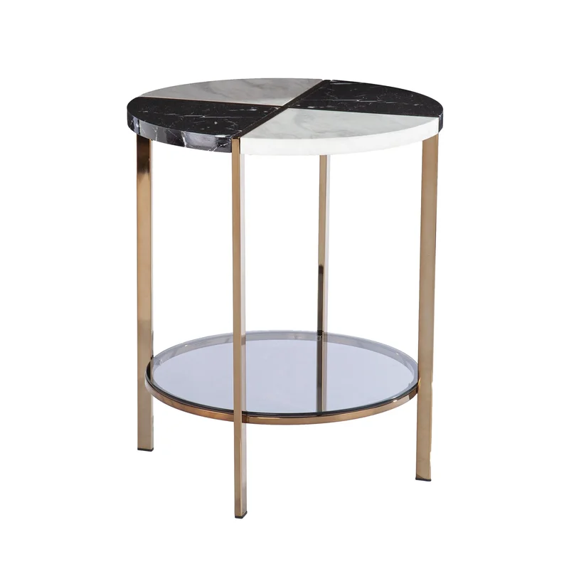 Cortinada Round Faux Marble End Table