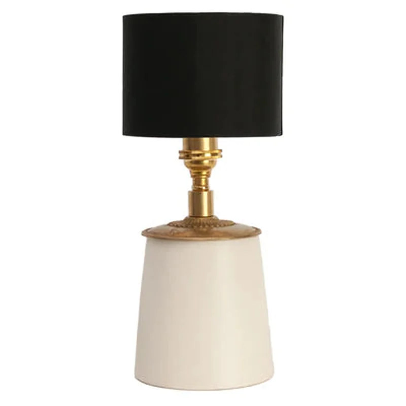 KATY SMALL WHITE CERAMIC TABLE LAMP - BLACK SHADE (SET OF 2)