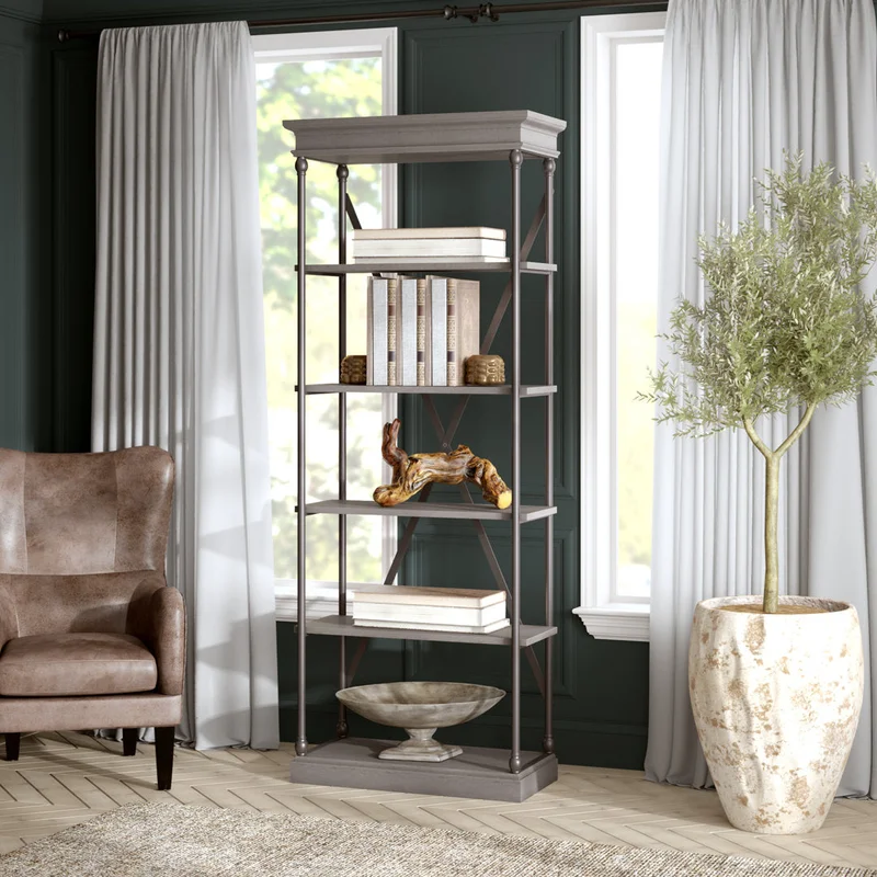 Kyler 84.25" H x 33" W Etagere Bookcase Greyleigh Color: Gray