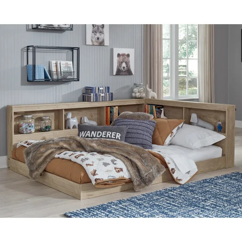 Spennymoor Natural Wood Tone Bookcase Storage With Side Rail