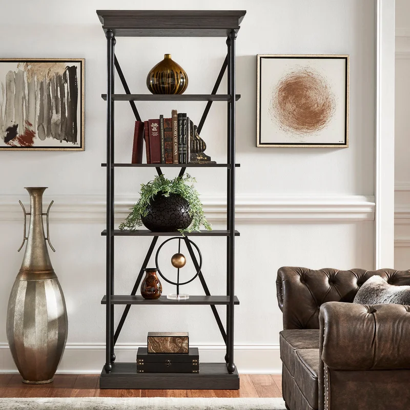 Kyler 84.25" H x 33" W Etagere Bookcase Greyleigh Color: Black