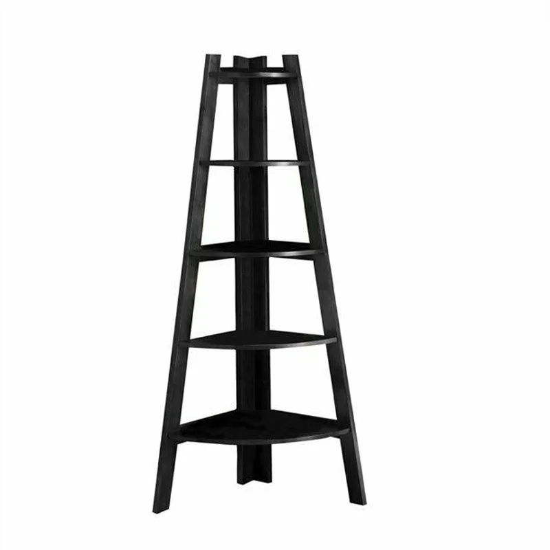 Lawler Contemporary Wood 5 - Shelf Corner Rack Bookcase in Black